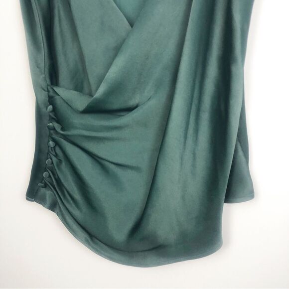 ZARA | NEW Forest Green Faux Wrap Button Side Sleeveless Top Women’s Size Large - Picture 8 of 11